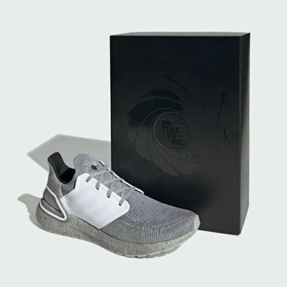 Adidas Men's Grey White ULTRABOOST 20 X JAMES BOND 007 Running SHOES FY0647 - Picture 1 of 6